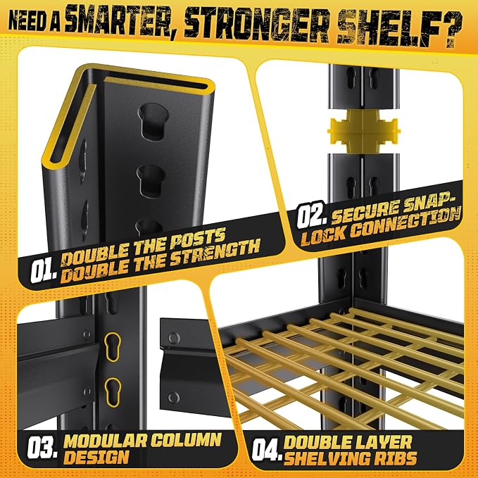Garage Storage Shelves 5-Tier,Garage Storage System Shelves Adjustable,Storage Shelving for Basement,Pantry,Kitchen,Warehouse (1, 72" H x 59" W x 20" D) - Image 5