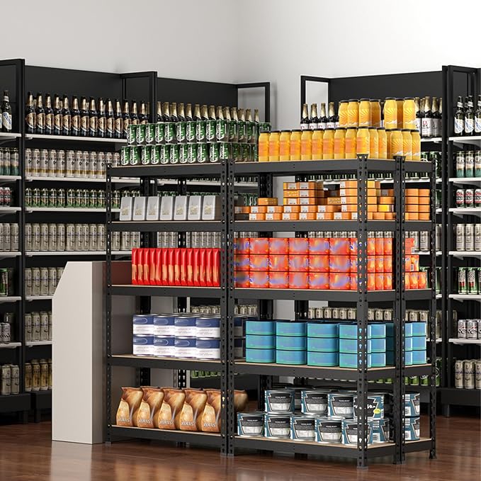 WORKPRO 5-Tier Steel Shelving Unit-Black, 27-2/5"W x 11-7/10"D x 60" H, Adjustable Storage Rack, Heavy Duty Shelf with MDF Board, 1650 lbs Load Capacity (Total) for Garage, Basement, Kitchen - Image 9