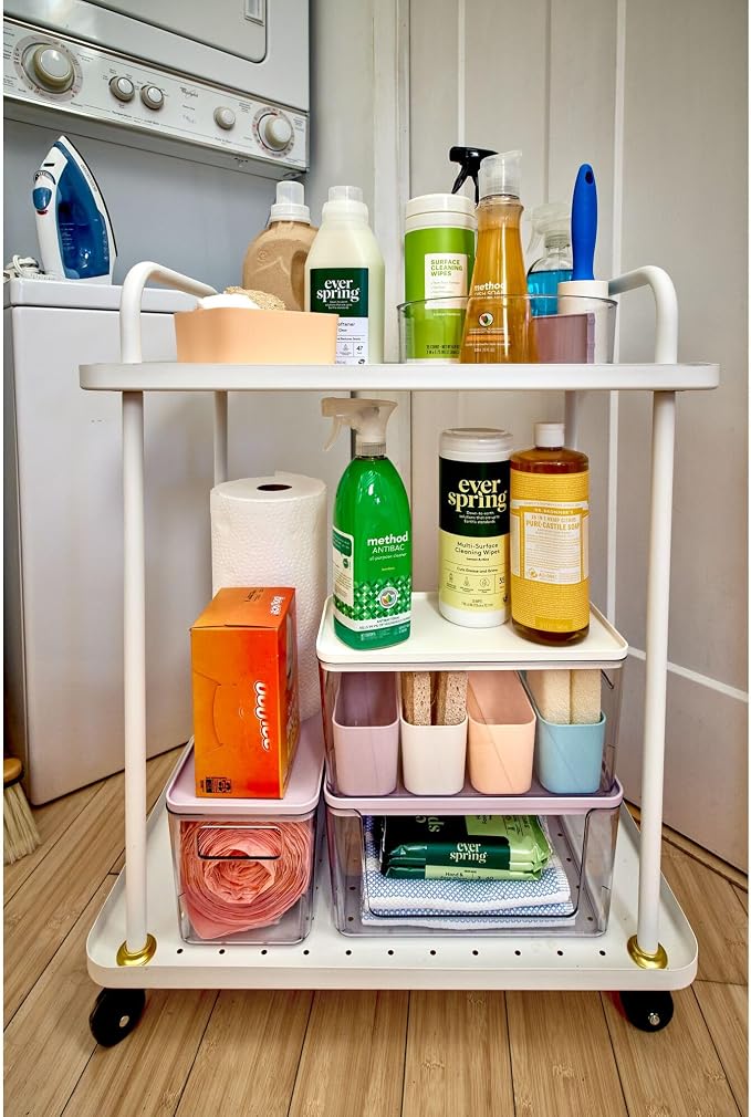 Rosanna Pansino x iDesign Recycled Plastic Open Front Kitchen Storage Bin with Lid, Clear Bin/Lavender Sprinkles Lid, 12" x 12" x 6" - Image 5