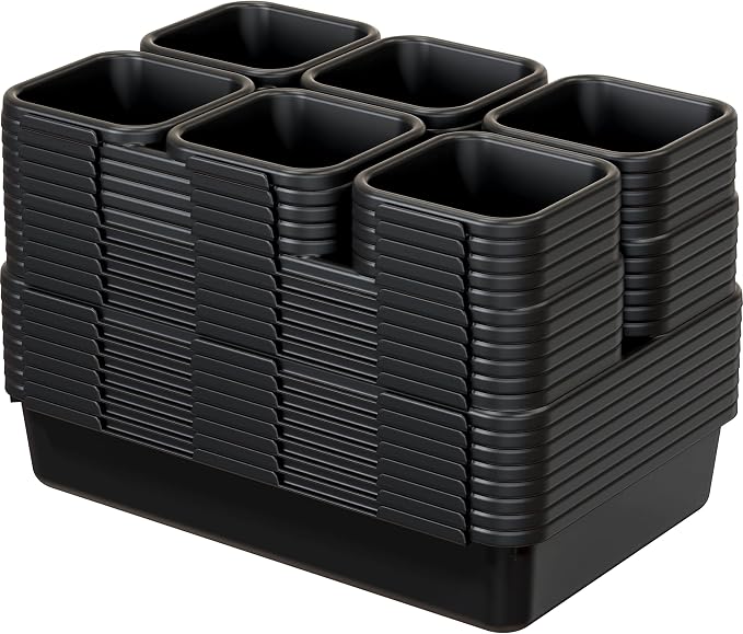 Simple Houseware Interlocking Desk Drawer Bins Organizer, 42 Packs, Black - Image 9