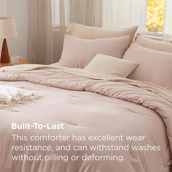 Bedsure Oversized King Comforter Set, Light Pink Soft Prewashed Bedding for All Seasons, 3 Pieces GentleSoft™ Bed Set, 1 Lightweight Comforter (120"x98") and 2 Pillowcases (20"x36")