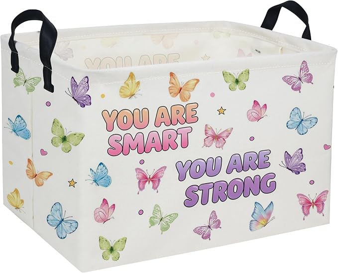 Rectangular Kids Baskets Butterfly Basket Cute Storage Bins Organizer Box Boys Room Decor for Home.(Color butterfly) by DDBASKET