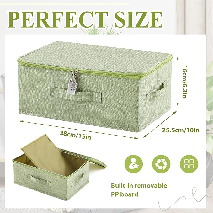 Briwooody Discreet Lockable Toy Bag Storage Organizer Toy Bag Storage Bins Case with Zipper Lid for Women and Men Clothes Container(Light Green,15 x 10 x 6.3 Inch) - Image 2