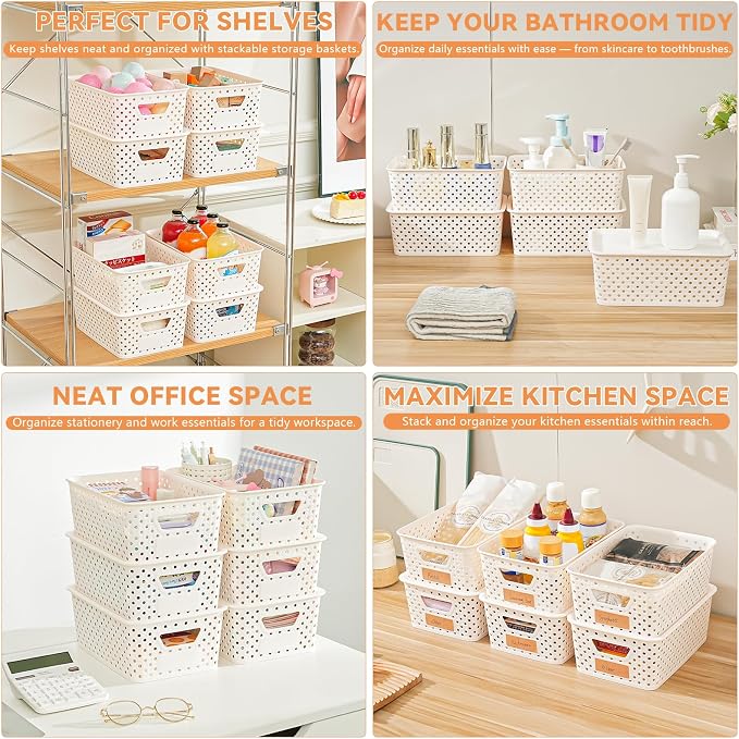 10 Pack Small Plastic Storage Bins with Lids, Stackable Plastic Storage Baskets for Organizing with Handles, Organizer Bins with Labels for Room, Craft, Containers for Pantry Organizers and Storage - Image 7