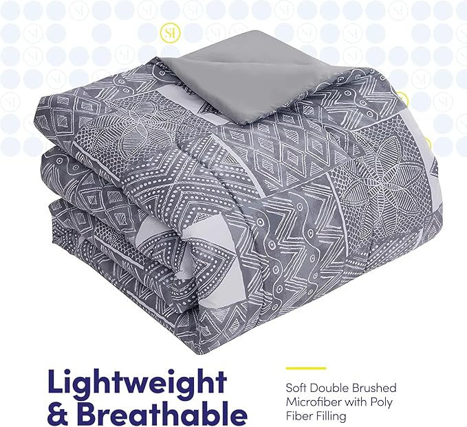 Sweet Home Collection 7 Piece Comforter Set Bag Solid Color All Season Soft Down Alternative Blanket & Luxurious Microfiber Bed Sheets, Tulsa, King