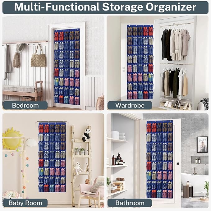 40-Pocket Over the Door Shoe Organizer - Large Mesh Pocket Hanging Shoe Organizer,Behind the Door Shoes Storage Holder Hanger - Image 7