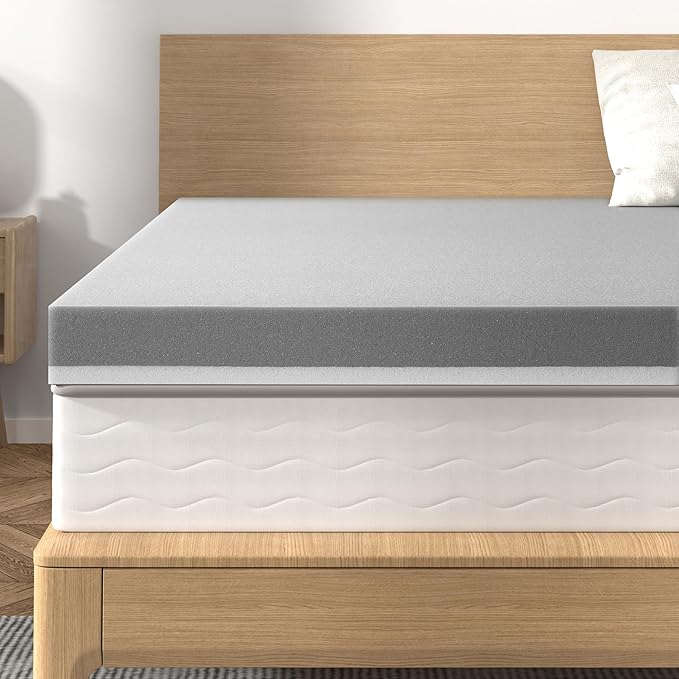 BedStory Extra Firm Mattress Topper Queen Size 4 Inch - Gel & Bamboo Charcoal Cooling Pad for Back Pain Relief - High Density Bed Topper, CertiPUR-US Certified