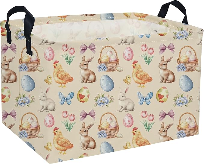 Easter Baskets for Kids Gift Basket Empty Baby Basket for Boys and Girls Rectangular Toy Storage Bins Organizer Bin Box Cute Room Decor for Home(Easter Baskets) by DDBASKET