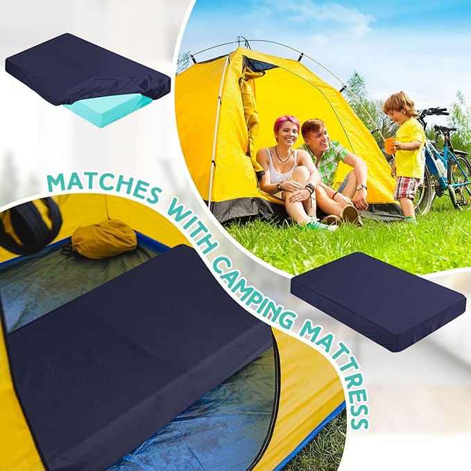 2-3 Inch Mattress Topper Cover (Only Cover) Memory Foam Protector Microfiber Memory Foam for Latex Mattress Topper Gel RV(Twin 75 x 38 Inch,Navy Blue)