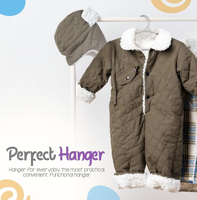 Utopia Home Kids Hangers 60 Pack - 11 Inch Plastic Baby Hangers for Closet - Childrens Hanger for Clothes & Infant Hanger for Closet - Non-Slip Shoulder Grooves, Strap Hooks & Pants Bar (Grey) - Image 3