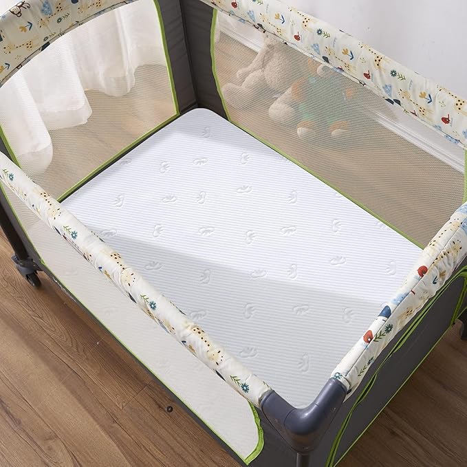 Waterproof Pack and Play Mattress Protector, Quilted Pack and Play Mattress Pad Cover Ultra Soft and Breathable, Playard Sheet Protector 39inch X 27inch fits for Baby Foldable and Playard Mattress