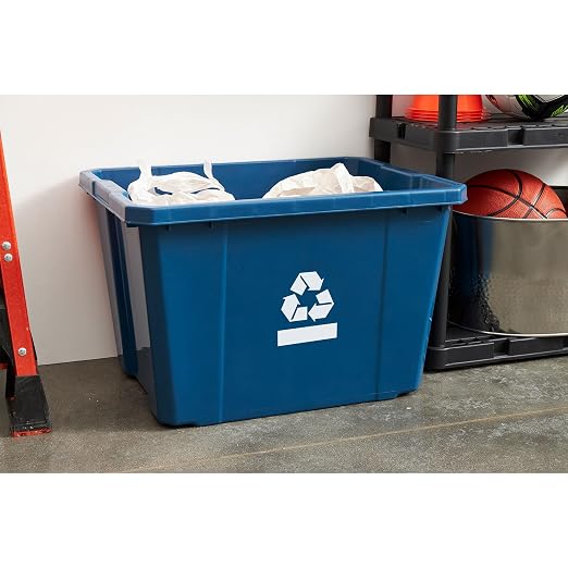 Gracious Living Medium Curbside Blue Box, Plastic 17 Gallon/64 Litre Home Trash Can Refuse and Recycling Bin Container with Built-in Handles (12 Pack) - Image 6