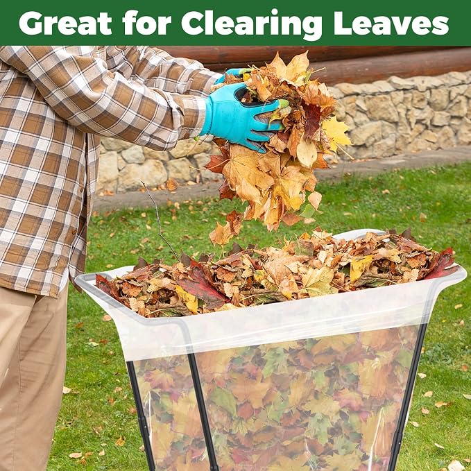 Outdoor Trash Bag Holder Metal Garden Trash Bag Holder for Yard Waste Stand Holds 30-45 Gallons Leaf Bag Holder with 4 Clips for Leaves Camping Lawn Party Weeding Yard Gardening（1pcs+4clips） - Image 5