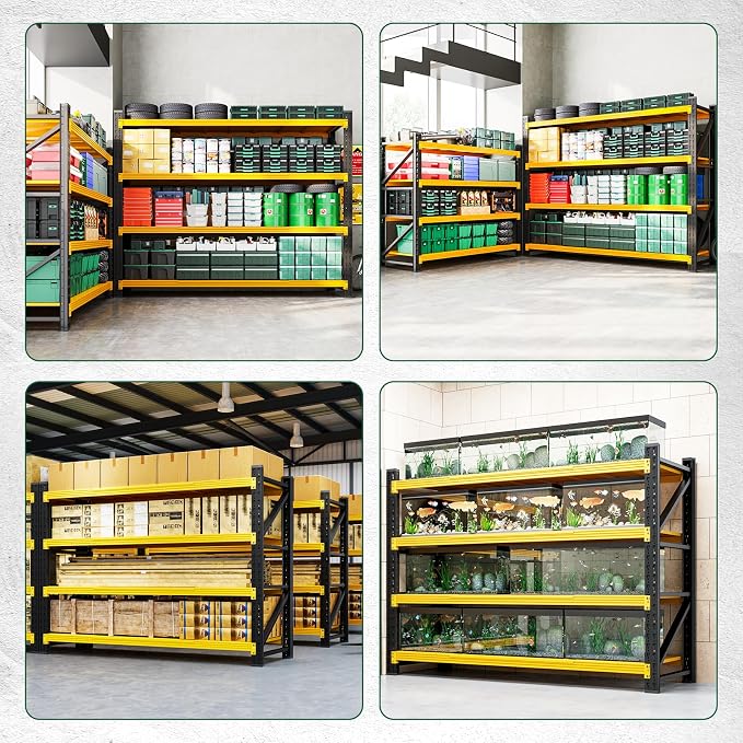 Letaya 4000LBS Heavy Duty Storage Shelves,70" H Metal Garage Shelving Units,4 Tier Large Tall Industrial Shelving,Adjustable Utility Rack Shelf for Warehouse,Basement (Yellow, 60" W x 24" D x 70" H) - Image 6