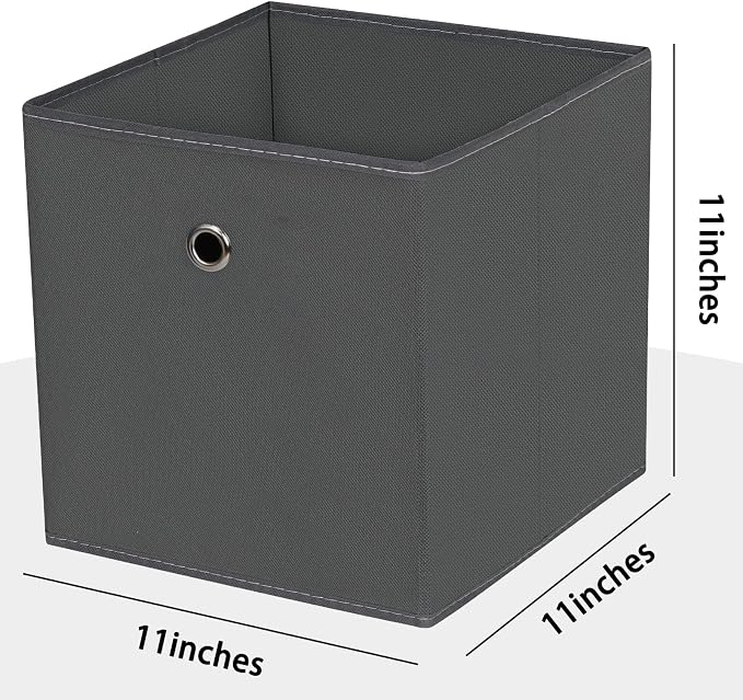 Foldable Storage Cubes Bins ,11 Inch Cloth Storage Cube Fabric Storage Box Cubes Organizer Baskets with Handles for Home Organizer Set of 10 (Grey) - Image 2