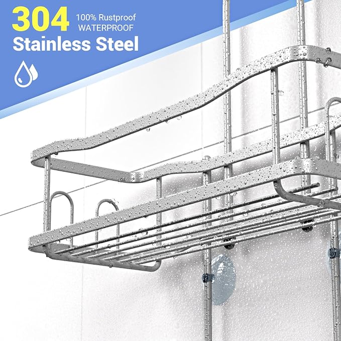 Aitatty Hanging Shower Caddy Bathroom Organizer: Rustproof Shower Shelf Racks Over Shower Head - No Drilling Inside Bath Shower Rack Shelves Over Showerhead for Shampoo with Soap Holder Black - Image 3