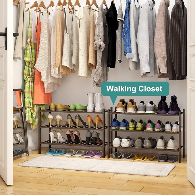 viewcare Shoe Rack for Closet, 3-Tier Bamboo Wood Shoe Racks, Stackable | Beautiful | Natural | Functional | Sturdy, Bamboo Shoe Rack for Entryway Hallway Closet - Image 5