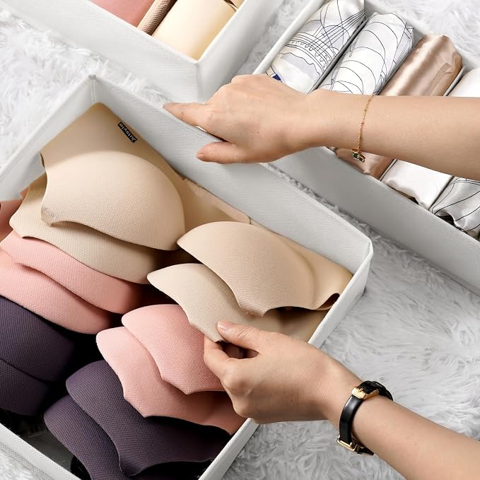 Criusia Underwear Sock Drawer Organizer Dividers 8 Set, Foldable Dresser Closet Organizers and Storage Bins for Baby Clothing, Sock, Underwear, Bra, Ties, Scarf (White) - Image 7
