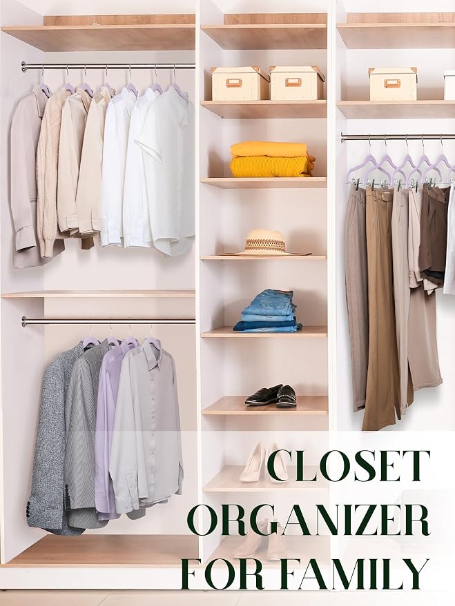 Cozymood Velvet Skirt Hangers 24 Pack, Purple Hangers with Clips Ultra Thin Non Slip Pants Hanger Space Saving Clothes Hanger with Clips for Pants, Skirts, Jeans, Shorts - Image 8