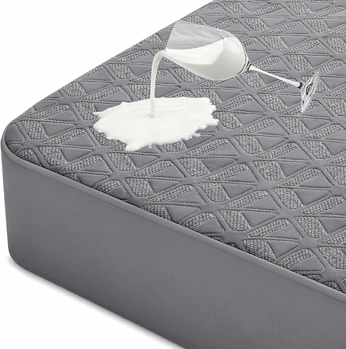 Waterproof Mattress Protector Twin XL, Soft Breathable Mattress Pad with Deep Pocket 8"-21", Noiseless 3D Air Fabric Cooling Mattress Cover for Bed, Machine Washable, Grey