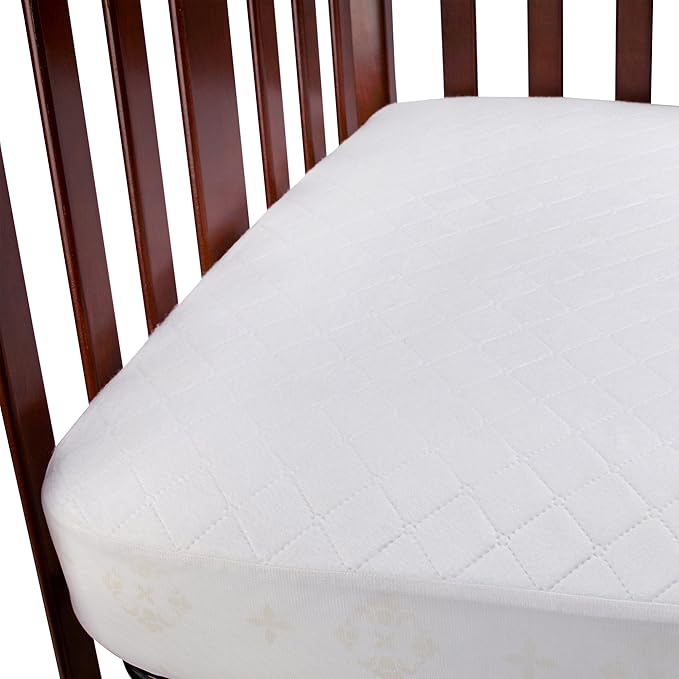 Carters Waterproof Fitted Crib Mattress Pad and Toddler Crib Mattress Protector - Baby Crib Mattress Cover - Protective Sheet for Boys and Girls Bedding Sets White (Pack of 2)
