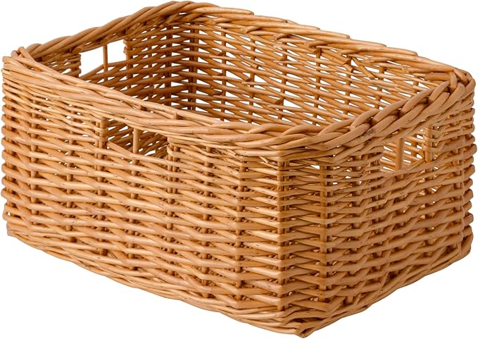 StorageWorks Pantry Baskets, Willow Storage Baskets for Organizing, Shelves, Pantry Organizers and Storage, Light Brown, 16 ½"L x 13"W x 7 ½"H by StorageWorks