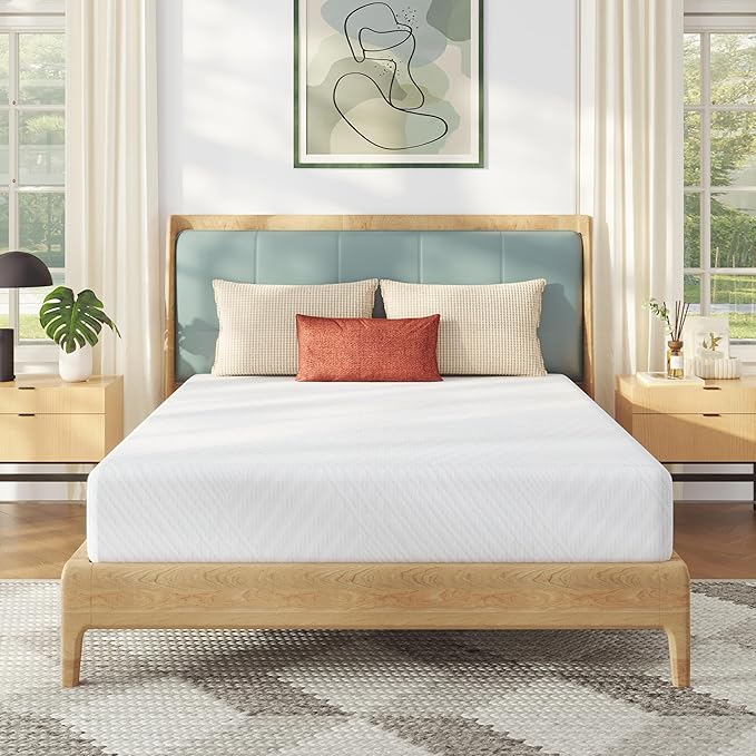 MLILY Queen Mattress in a Box, 10 inch Mattresses for Platform Bed Double Size Daybed, Green Tea Memory Foam Mattress for Cool Sleep & Pressure Relief, Medium