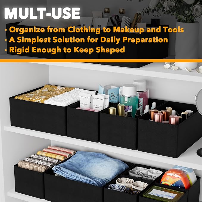 SpaceAid Drawer Organizer Clothes, 24 Pack Dresser Organizer Bins for Nursery, Closet Organization and Storage Dividers for Clothing, Baby Clothes, Underwears, Socks (Black) - Image 4