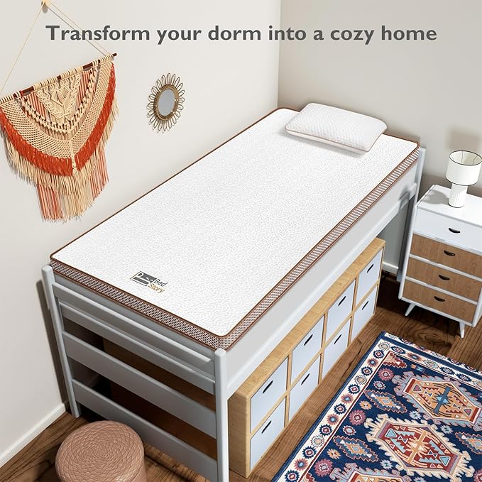 BedStory 3 Inch Mattress Topper Twin XL for College Dorm - Gel Memory Foam Bed Toppers with Breathable Removable Cover, CertiPUR-US Certified Comfort