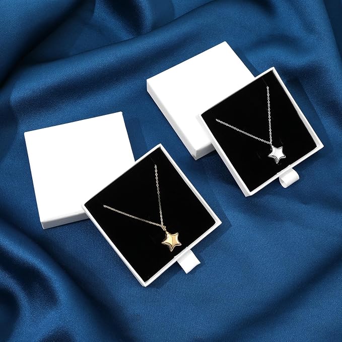 Jewellery Gift Box, 4 Pcs Ring Necklace Box Small Gift Boxes for Bracelets Earrings Necklaces Bracelet Drawer Organizer Square Pendent Storage Case for Birthday DIY Wrapping(White) - Image 2