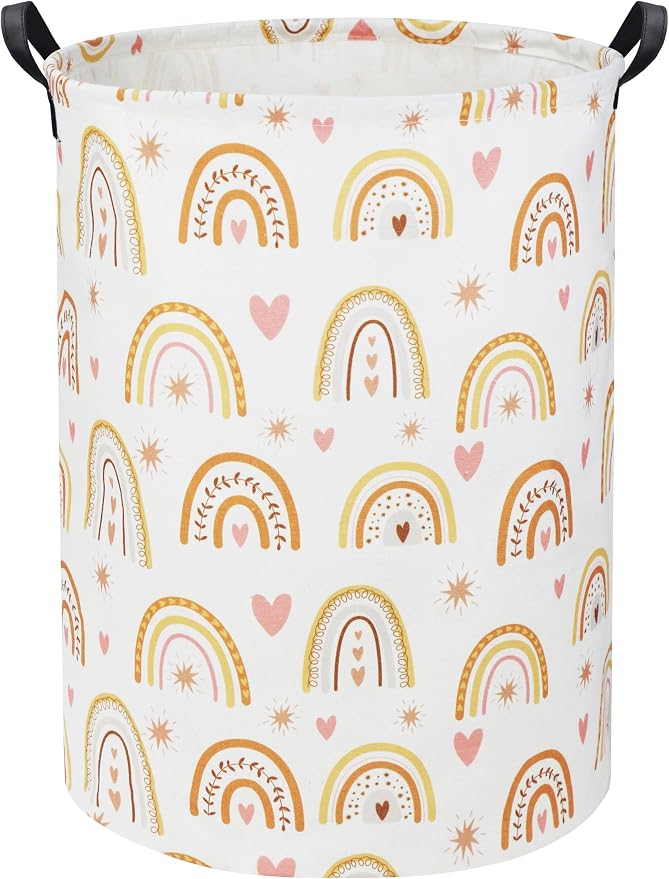 HIYAGON Rainbow Baby Laundry Basket Baby Hamper for Nursery Girl Kids Hamper Cute Kids Toys Storage Bin Organizer Rainbow Room Decor for Home(Star Rainbow) by HIYAGON