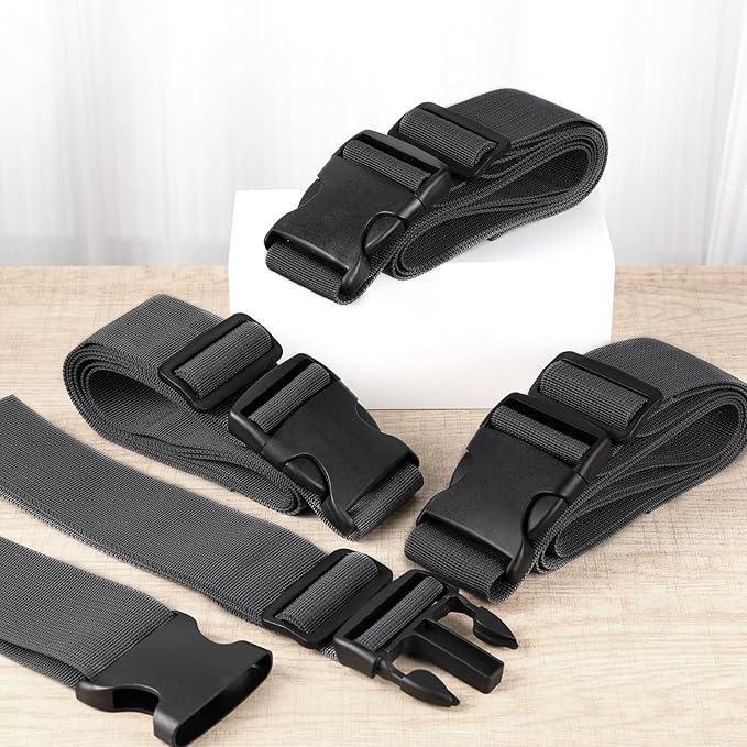 6 Pcs Mattress Topper Straps Adjustable with Buckles for Storaging and Moving Memory Foam Mattress Dark Grey (60''x2'')