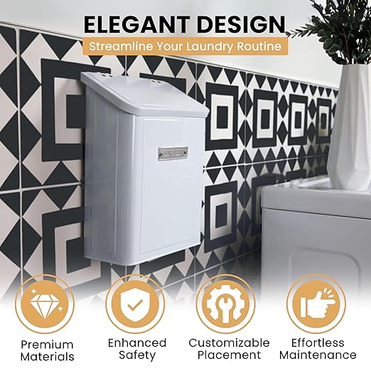 Embossed Magnetic Lint Bin For Laundry Room | Modern Farmhouse Laundry Lint Bin | Lint Trash Can For Laundry Room | White Lint Bin For Laundry Room Magnetic | Space Saving Storage Laundry Bin with Lid - Image 2