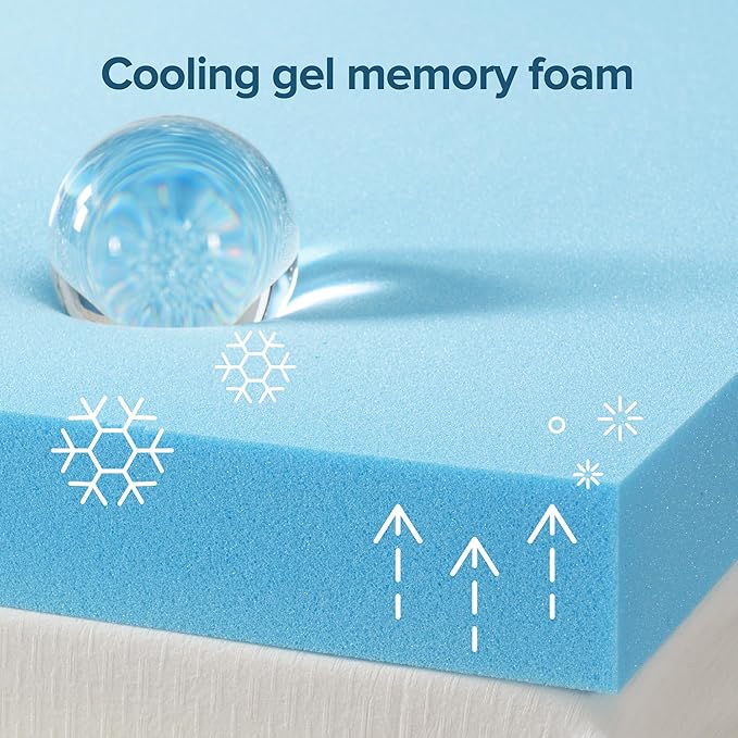 ZINUS 4 Inch Green Tea Cooling Gel Memory Foam Mattress Topper, Smaller, More Convenient WonderBox Packaging, Cooling Gel Foam, Pressure-Relieving Design, CertiPUR-US Certified, Queen