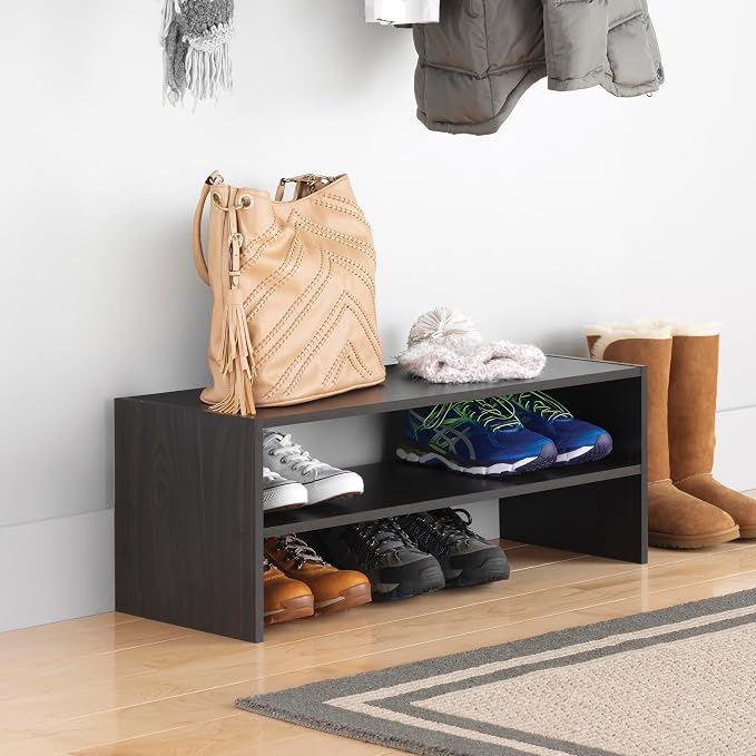 Whitmor Stackable 2-Tier Shoe Shelf, 31 inch, Espresso by Whitmor