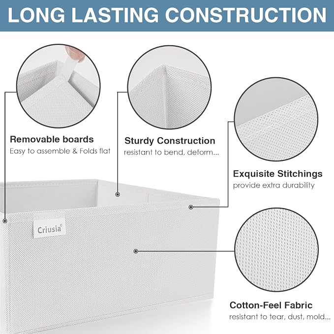 Criusia Drawer Organizer Clothes, 8 Pack Underwear Drawer Organizer, Foldable Closet Organizers and Storage Dresser Drawer Dividers for Clothes, Socks, Scarves, Ties (White) - Image 4
