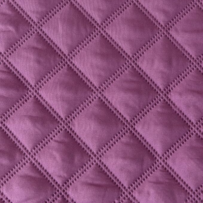 jejeloiu Purple Quilted Mattress Pad, 100% Waterproof Breathable Queen Bedding Fitted Sheet Mattress Protector 14" Deep Pocket Cotton Snow Down Alternative Filling Mattress Cover (Queen,Purple)