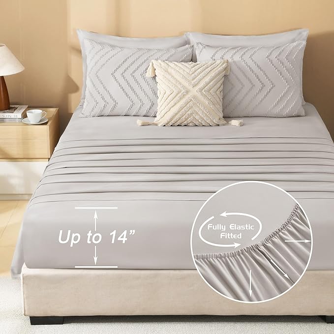Litanika Linen Full Size Comforter Set with Sheets - 7 Pieces Bed in a Bag Full Boho Tufted Complete Bedding Sets with Comforter, Sheets, Pillowcases & Shams