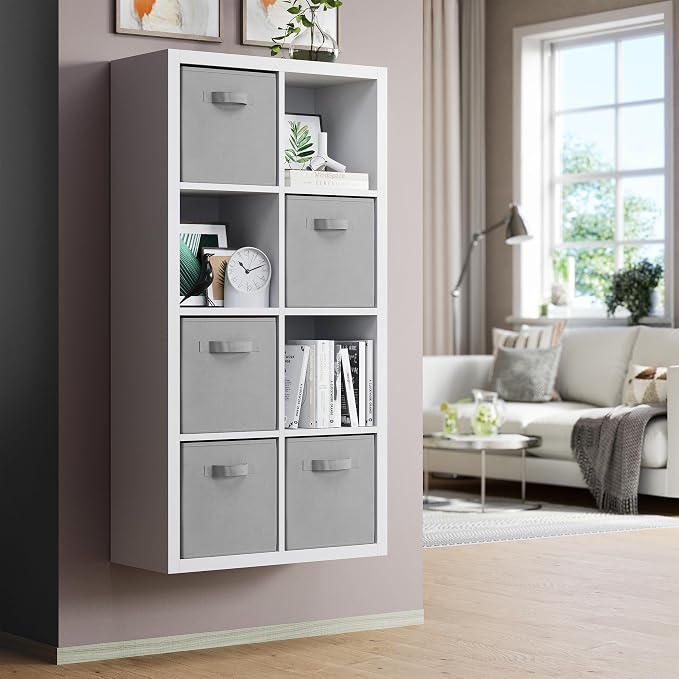 Storage Cubes Pack Of 8 - Standard Size Cube Storage Bin 10.5x10.5x11 With Dual Handles For Easy Carrying- Fabric Storage Bins Collapsible (Light Grey) - Image 3