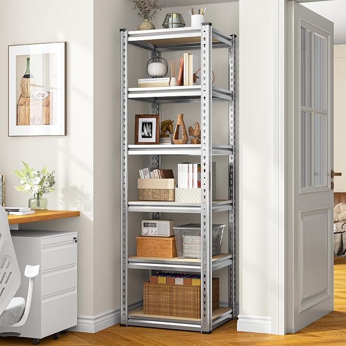 REIBII Storage Shelves 6 Tier Garage Shelving Heavy Duty Metal Shelving Loads 2250LBS Adjustable Garage Shelves for Pantry Closet Kitchen Basement 16" W x 16" D x 72" H, Silver - Image 2
