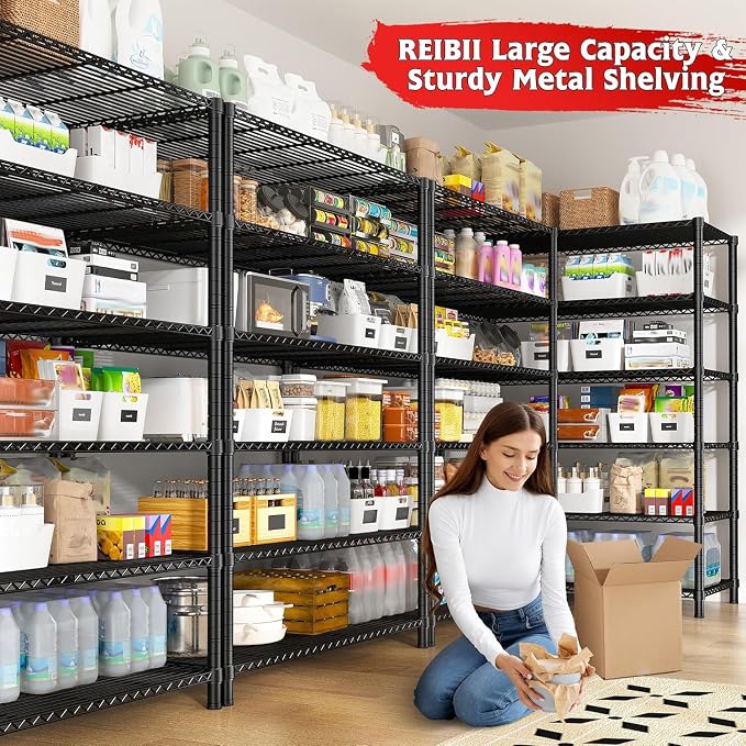 REIBII 6 Tier Wire Shelving,1800LBS Storage Shelves Metal Shelves for Storage Rack,75''H Adjustable Garage Shelving Heavy Duty Shelving Units Pantry Shelf Kitchen,75''HX35.5''WX18''D - Image 4
