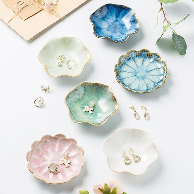 Jewelry Dish Tray, Ring Dish, Ceramic Trinket Tray, Key Bowl, Decorative Plate, for Friends Sisters Daughter Mother(Light Green) - Image 2