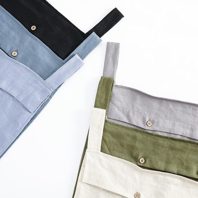 Linen Hanging Laundry Bag, 100% Linen Over The Door Laundry Hamper with Buttons and Zipper, Space Saving Door Hampers for Laundry Dirty Clothes Home Travel, Navy Blue - Image 6