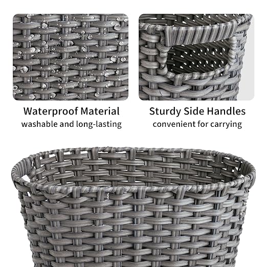 GRANNY SAYS Wicker Bathroom Trash Can, Wicker Waste Basket for Bathroom, Office Trash Can, Trash Bin for Bedroom, Wastebasket with Handles, 19 Liters/5 Gallons - Image 5