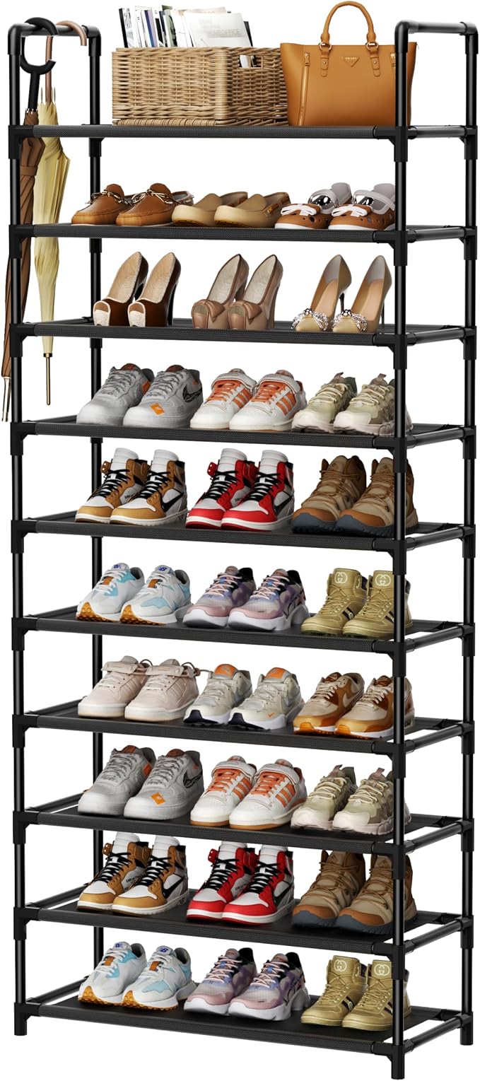 Shoe Rack, 10 Tier Shoe Storage Organizer Fit 30-35 Pairs Shoes,Metal Tall Shoe Shelf for Closet,Entryway,Garage,Bedroom,Cloakroom by Unknown