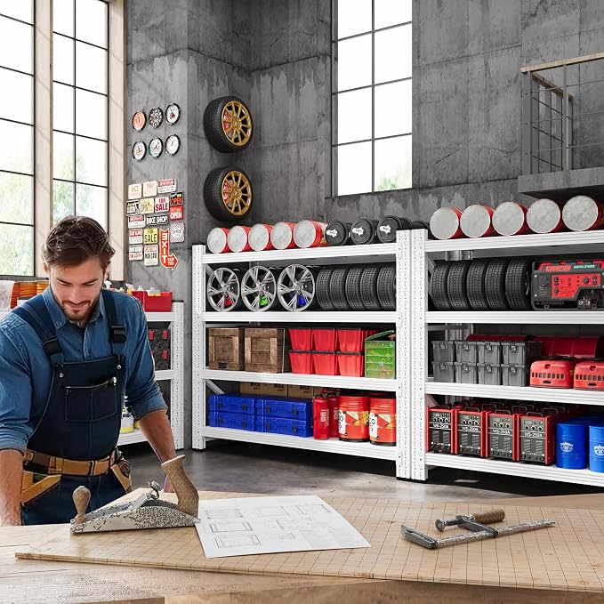 48" W Metal Storage Shelves Heavy Duty, 3000LBS Garage Shelving Units, 4 Tier Tall Metal Shelving, 24" Deep Steel Shelf Rack , Adjustable Utility Standing Shelf for Warehouse/Shop 48"W x 24"D x 70"H - Image 3