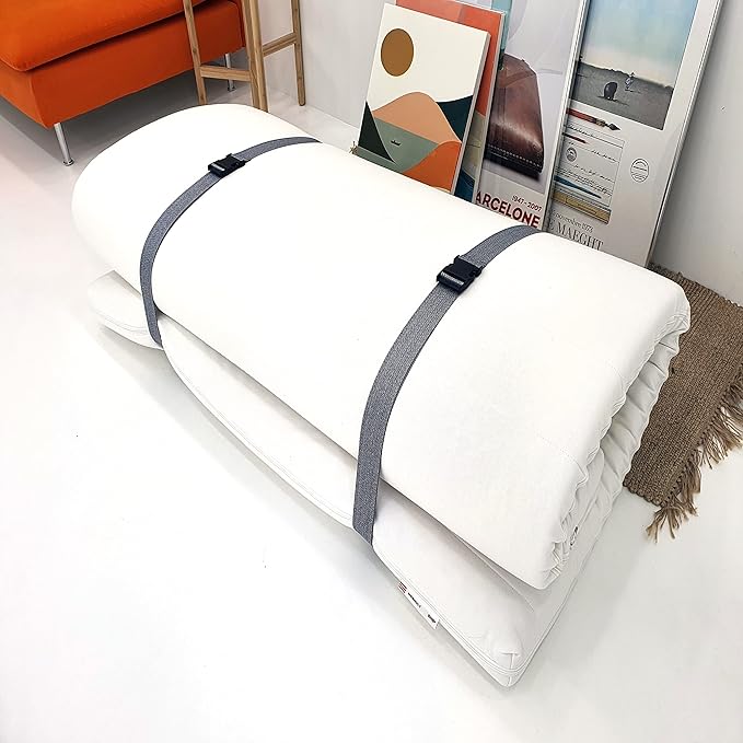 ONE K 2PCS Topper/Memory Foam Mattress Packing Straps for Moving or Storage (100" x 2", Dark Grey)