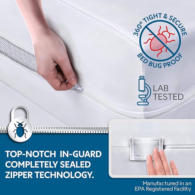 Guardmax Jersey Knitted King Zippered Mattress Encasement with Deep Pockets - Waterproof & Bed Bug Proof Mattress Protector - Comfortable, Soft, and Noiseless Zippered Bedding - (78 x 80 x 15)