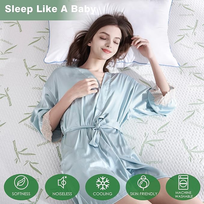 Parkdeny Queen Waterproof Cooling Mattress Cover, Rayon from Bamboo Encasement, 3D Air Fabric, Breathable, Noiseless, Washable, Fits 5"-15" Deep Mattresses