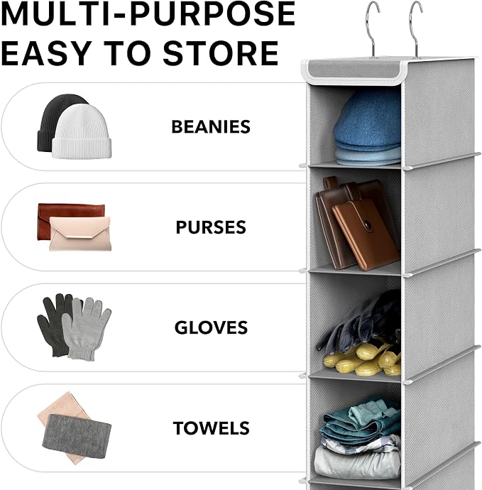 Simple Houseware 10 Shelves Hanging Shoes Organizer Holder for Closet, Grey - Image 6